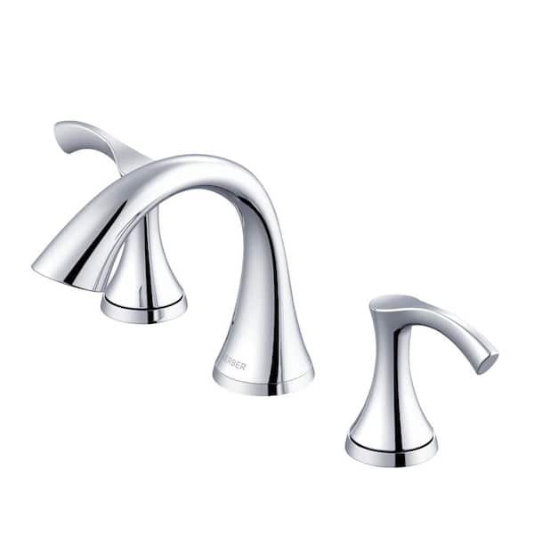 Antioch 8 in. Widespread 2-Handle Mid-Arc Bathroom Faucet with 50/50 Touch Down Drain 1.2 GPM Chrome