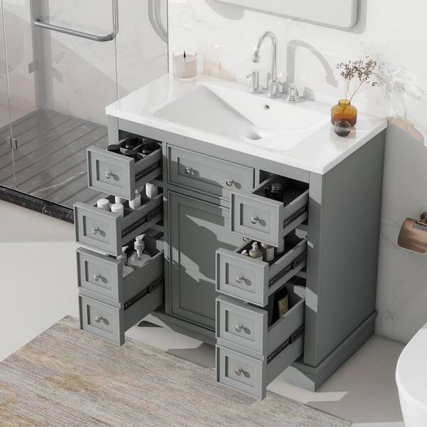 Xzkai 36 in. W x 18 in. D x 34 in. H Single Sink Bath Vanity