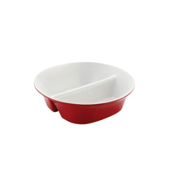 Rachael Ray 12 in. Round and Square Divided Dish in Red