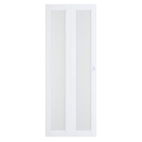 ARK DESIGN 24 in. x 80 in. 1-Lite Moru Glass and Manufacture Wood Closet Bi-Fold Door with Hardware Kit