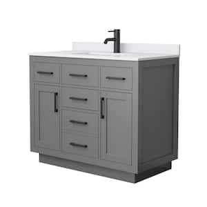 Beckett TK 42 in. W x 22 in. D x 35 in. H Single Bath Vanity in Dark Gray with White Cultured Marble Top