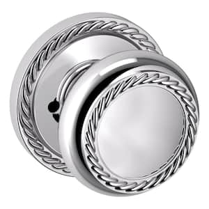 Privacy 5064 Polished Chrome Bed/Bath Door Knob with 5004 Rose