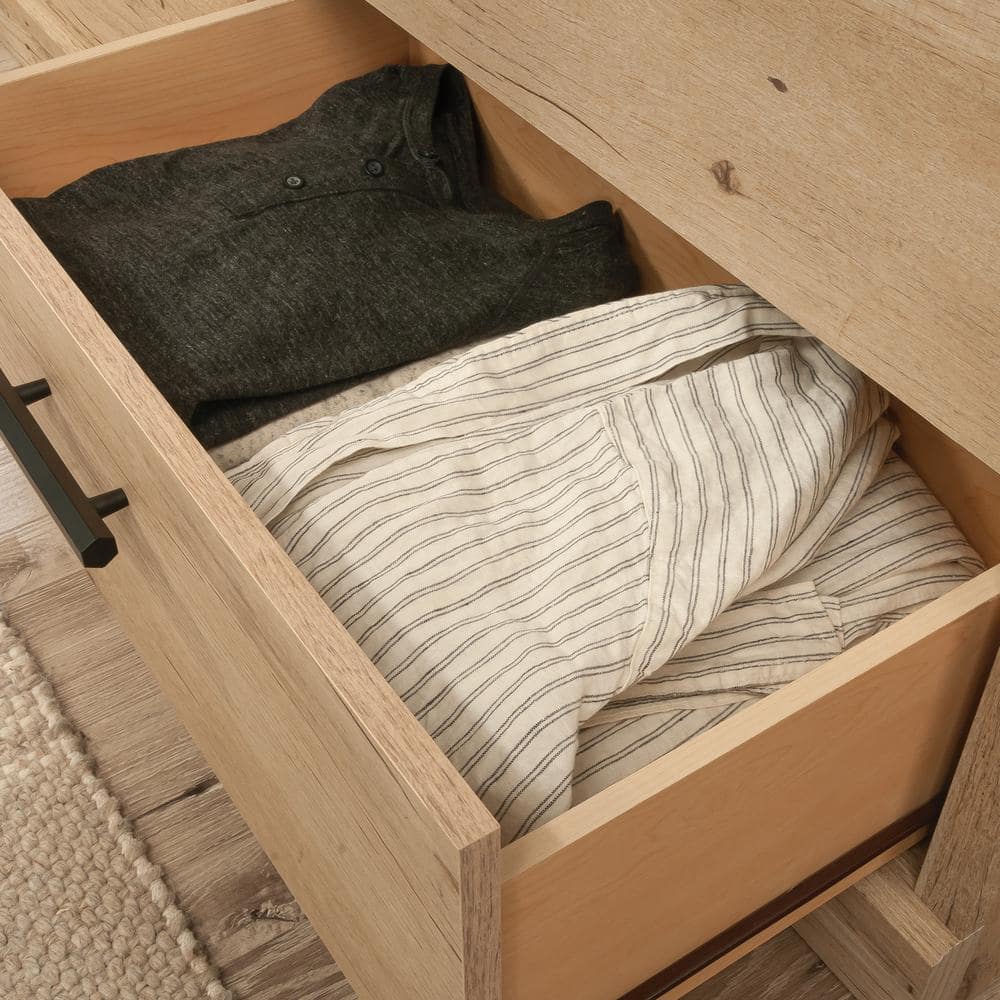Prime Oak Double Dresser with Black Hardware and Deep Drawers