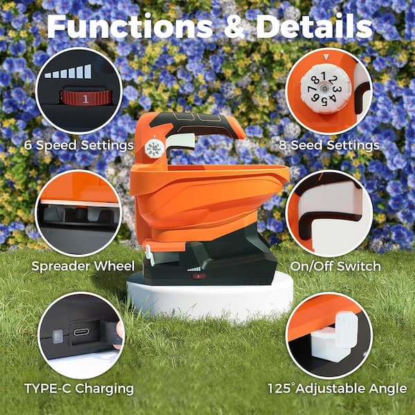 7.25 lb. Plastic Handheld Seed Spreader 8-Seed Settings & 6-Speed