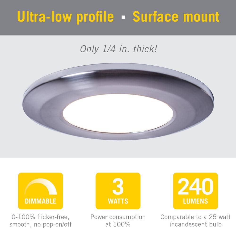 Silver Wafer Thin Under Cabinet LED Puck Light