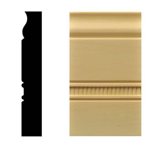 HOUSE OF FARA 1 in. x 3-1/2 in. x 6 in. Hardwood Embossed Plinth Moulding