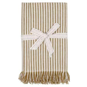 Amelia 16 in. W x 1 in. L Yellow Striped Cotton Table Runner - (Set of 8) Ochre Stripe Napkins