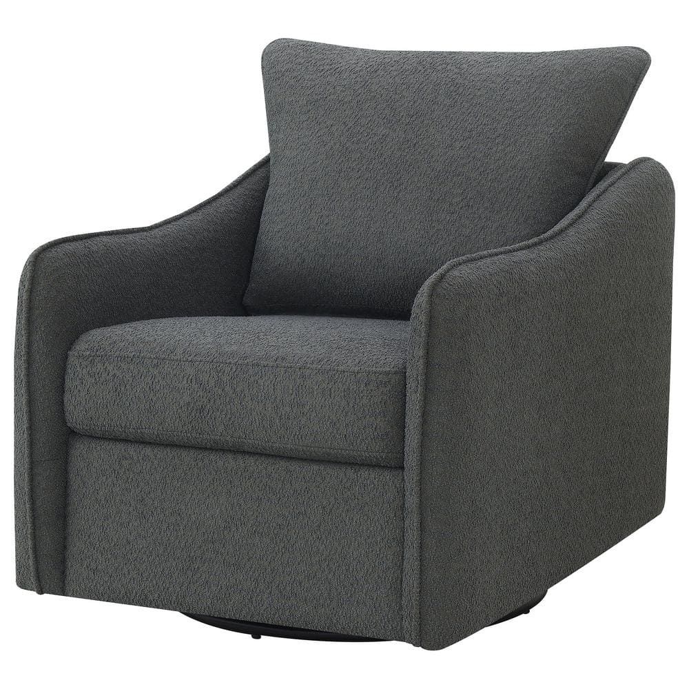 Madia Charcoal Gray Boucle Upholstered Swivel Glider Chair