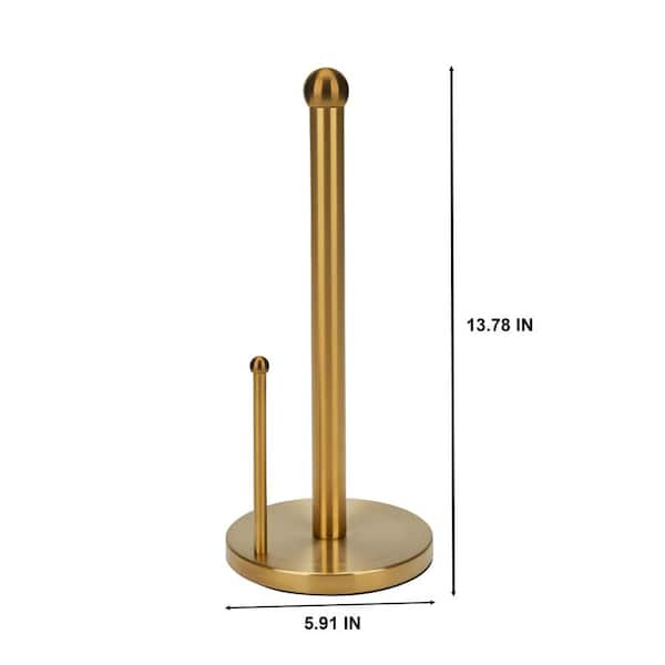 Wall Mount Paper Towel Holder With Shelf & Hooks - Gold Kitchen & Bathroom Organizer
