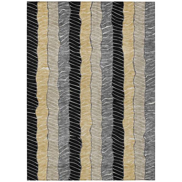 Chantille Machine Washable Indoor/Outdoor Abstract ACN3039 Black 10 ft. x 14 ft. Area Rug