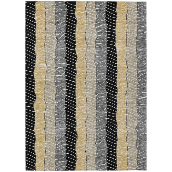 Chantille Machine Washable Indoor/Outdoor Abstract ACN3039 Black 3 ft. x 5 ft. Area Rug