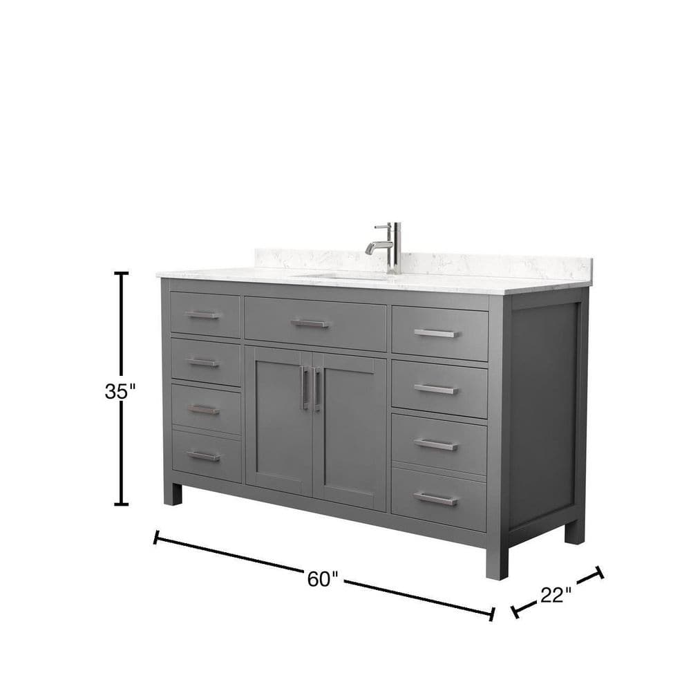 Beckett 60'' Dark Gray Marble Top Single Vanity