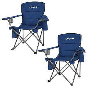 Padded Folding Chair with Cupholder, Cooler and Pocket, Blue (2-Pack)