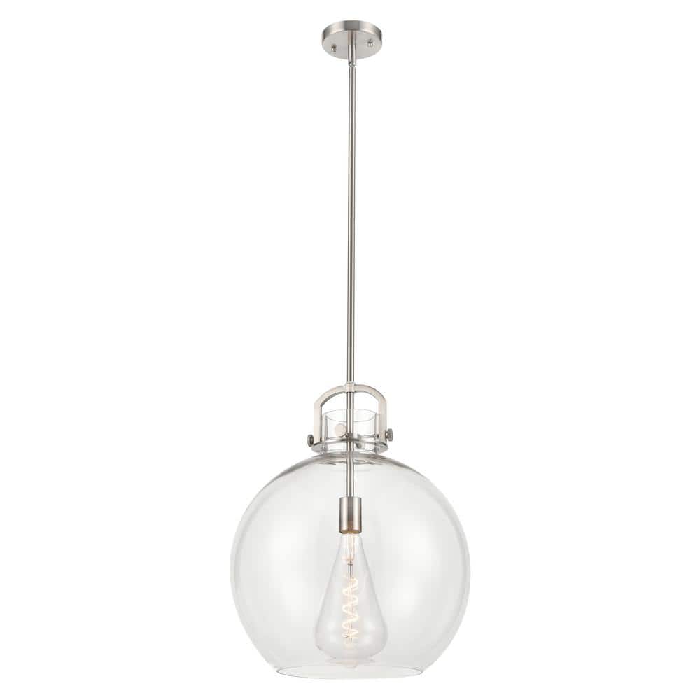 Newton Sphere 100-Watt 1-Light Satin Nickel Shaded Mini Pendant Light with Clear Glass Shade price history on PriceWatchPro