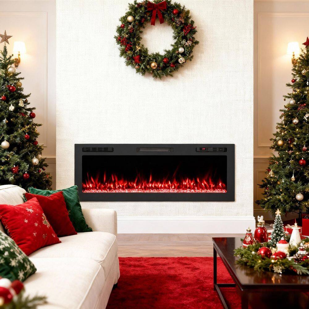 50 in. Wall-Mounted and Recessed Electric Fireplace Insert with Smart App Control, 12-Flame Colors and Timer in Black price history on PriceWatchPro
