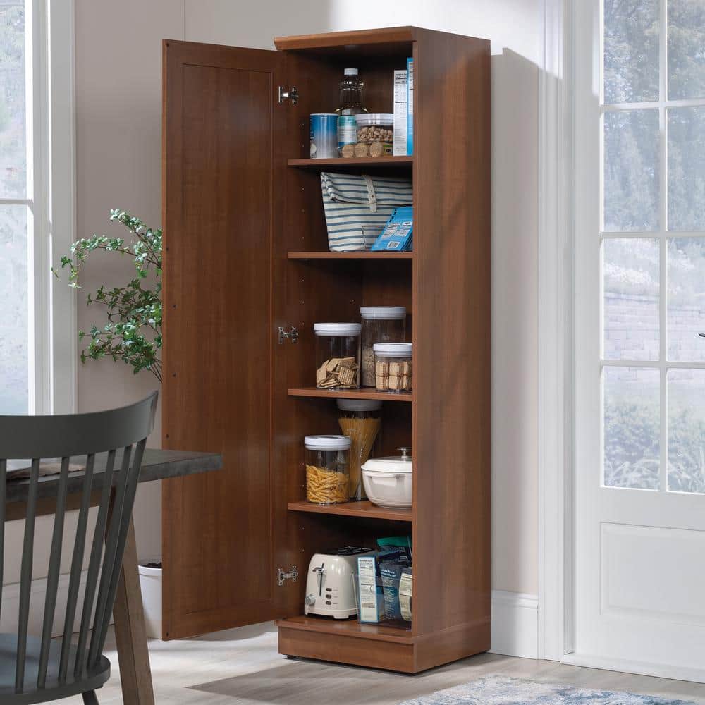 Sienna Oak Tall Single Door Pantry Cabinet with Adjustable Shelves