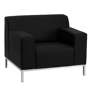 Faux Leather Cushioned Reception Chair in Black