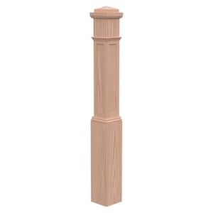 Stair Parts 4093 55 in. x 6-1/4 in. Unfinished Red Oak Flat Panel Box Newel Post for Stair Remodel