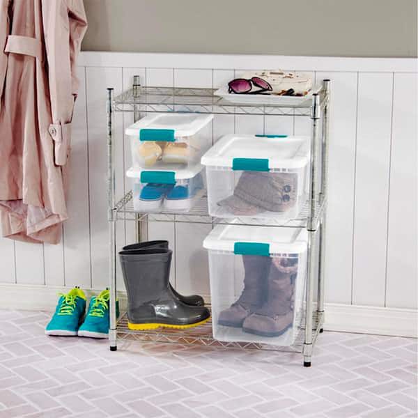 Sterilite 15 Qt Latching Storage Box, Stackable Bin With Latch Lid, Plastic  Container To Organize Clothes In Closet, Clear With Grey Lid, 36-pack :  Target