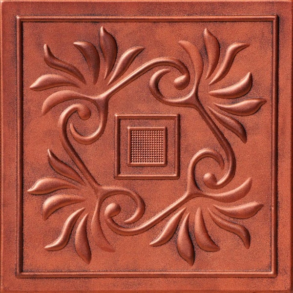 A La Maison Ceilings Cockatoos Antique Copper 1.6 ft. x 1.6 ft. Decorative Foam Glue Up Ceiling Tile (21.6 sq. ft./case)