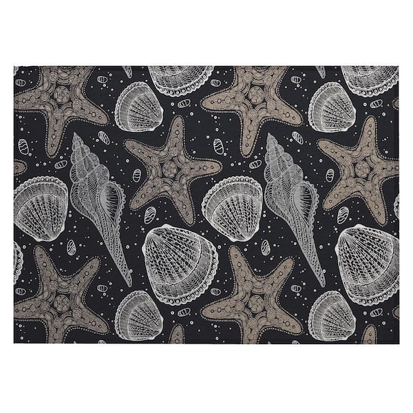 Surfside Black 1 ft. 8 in. x 2 ft. 6 in. Geometric Indoor/Outdoor Area Rug