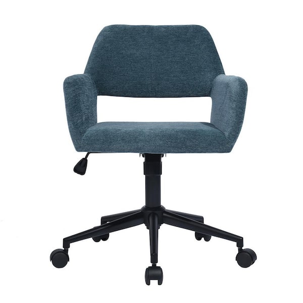 Unbranded Blue Velvet Adjustable Swivel Office Chair