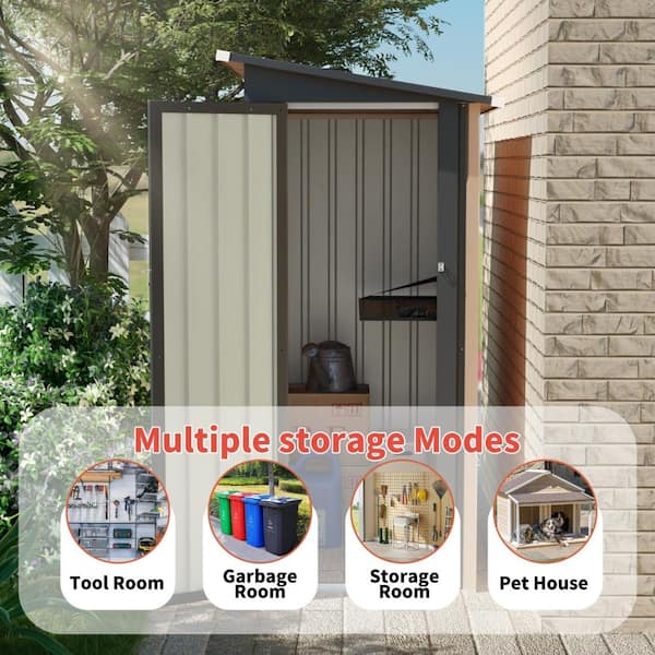 ToolCat 3x5 ft Outdoor Metal Garden Shed with Pent Roof,Side Hinge