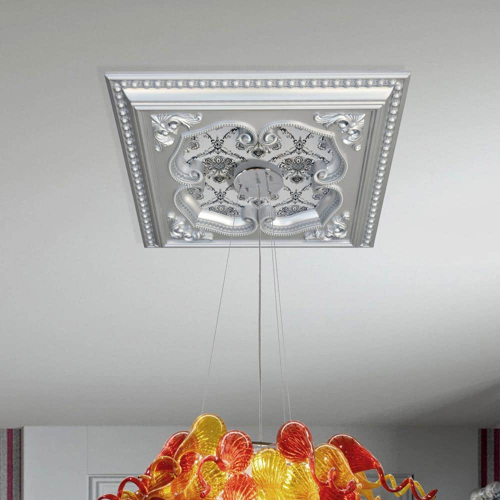 Silver Polystyrene Four Leaf Clover Ceiling Medallion 24"