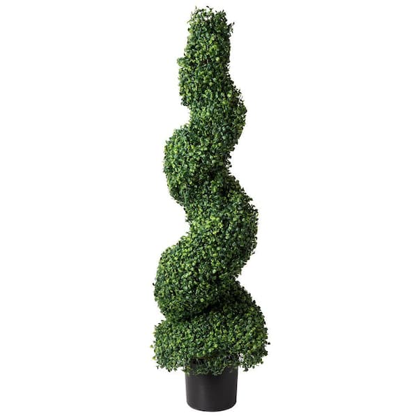 Pure Garden 4 ft. Artificial Boxwood Spiral Topiary Tree