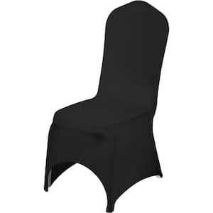 50 Pcs Black Chair Covers Polyester Spandex Stretch Slipcovers for Wedding Party Dining Banquet Arched-Front Chair Cover