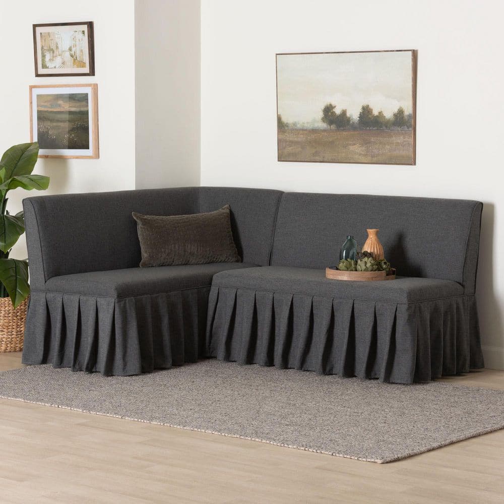 Baxton Studio Bryna Dark Grey Fabric Upholstered 2-Piece Dining