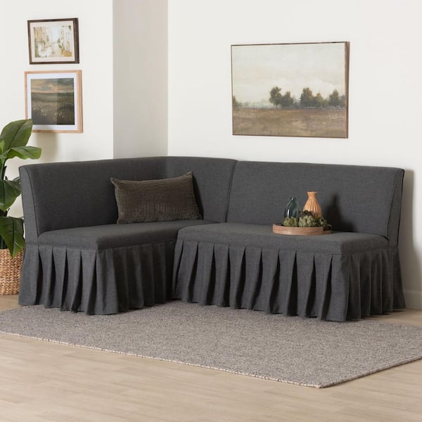 Bryna Dark Grey Fabric Upholstered 2-Piece Dining Nook Banquette Set