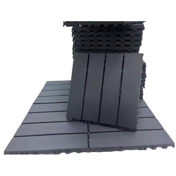 Tidoin Outdoor 1 ft. x 1 ft. Composite Interlocking Tile Deck Tile in Gray(36 Per Box)