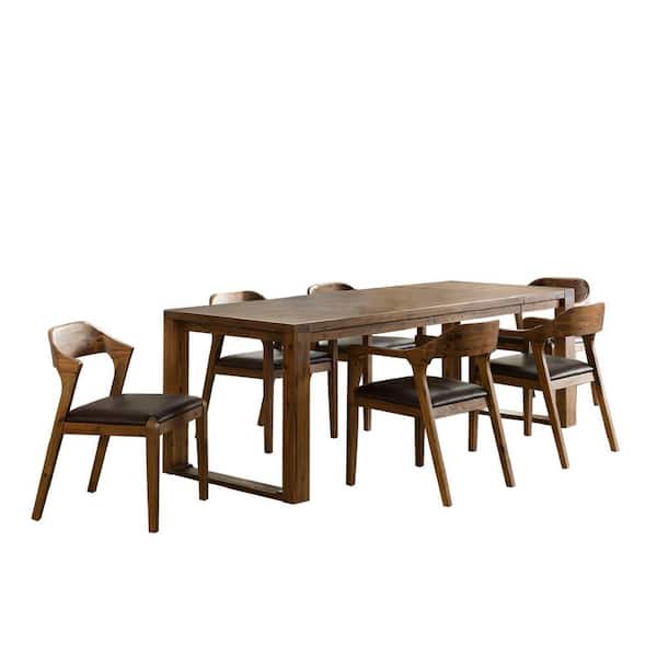 Boraam Rasmus 7-Piece Rectangular Chestnut Wire-Brush Acacia Wood Dining Set