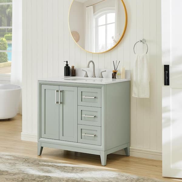 風神X 96MLX Runfine Caldera 36 in. Single Sink Freestanding Light Grey Bath