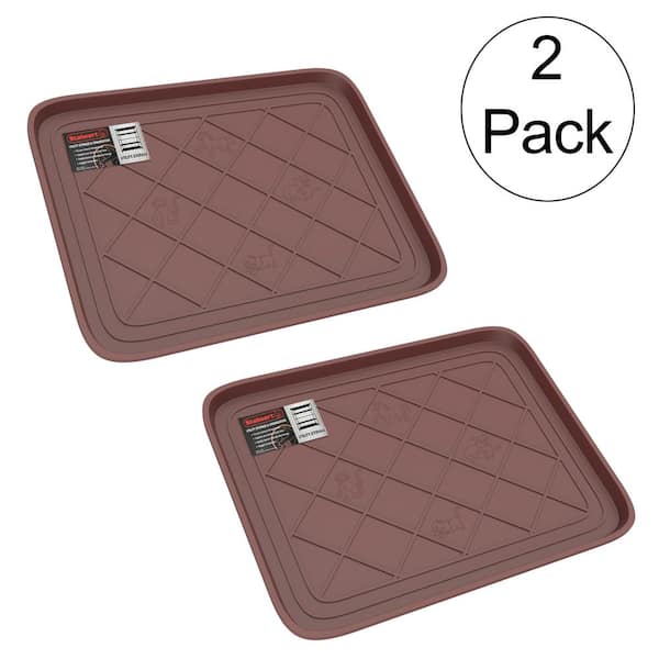 Stalwart Brown 20 in. x 15.5 in. Diamond Pattern Boot Tray 2 Pack