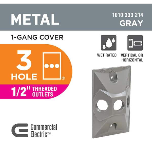 Lampholder Weatherproof Cover – Gray With Three 1/2-Inch Threaded Holes For Outdoor Use - View #2