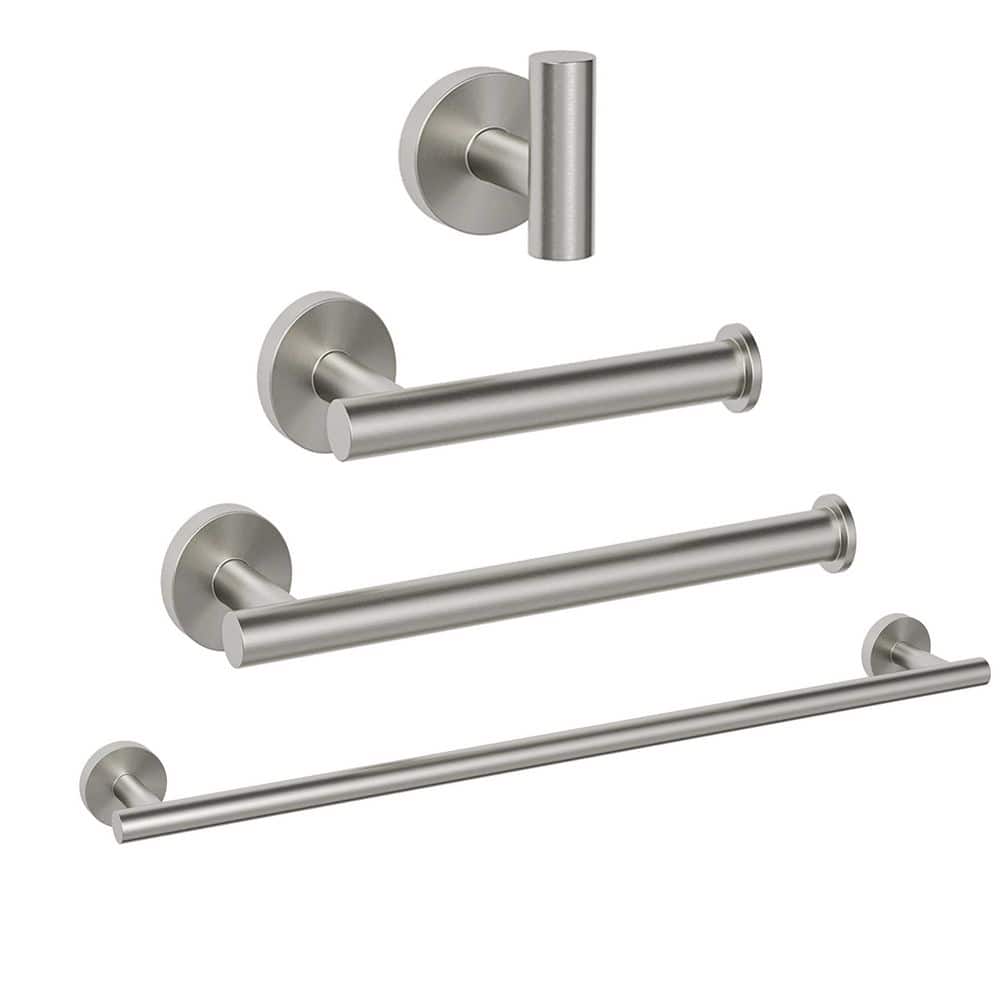 4-Piece Stainless Steel Bath Hardware Set with Towel Bars, Toilet Paper Holder, and Towel Hook in Brushed Nickel price history on PriceWatchPro