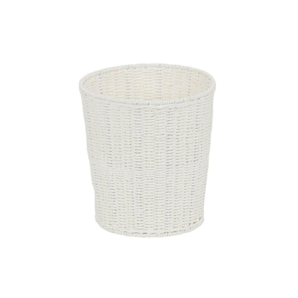 Paper Rope Wicker Waste Bin in White