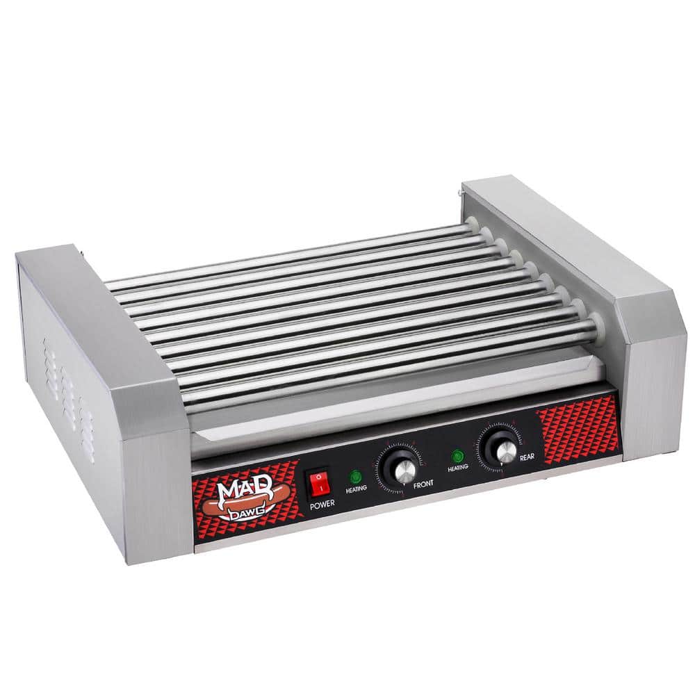 24-Hot Dog Stainless Steel Roller - Electric Countertop Cooker, Drip Tray and Dual Zones