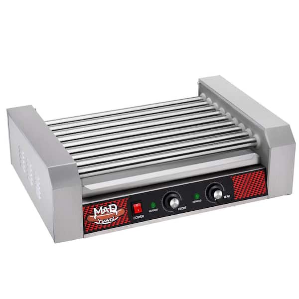 GREAT NORTHERN 24-Hot Dog Stainless Steel Roller - Electric Countertop Cooker, Drip Tray and Dual Zones