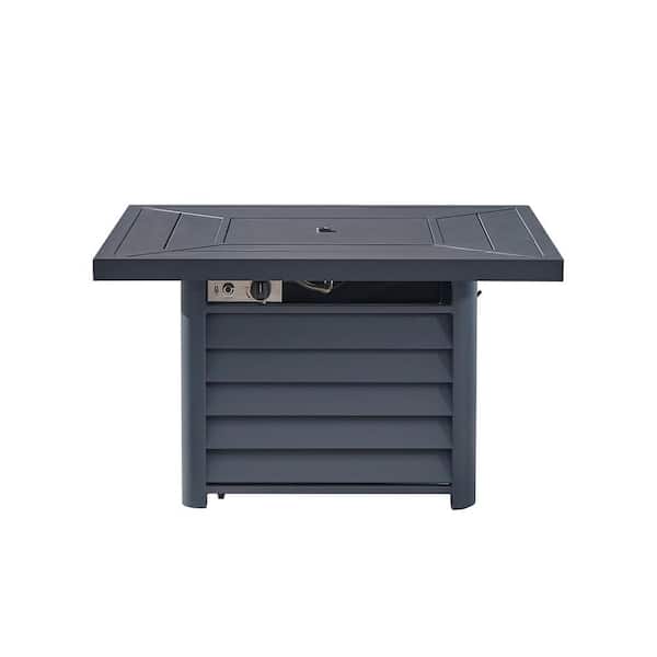 OVE Decors Bari II 42 in. W x 24.6 H Outdoor Square Alumuminum Propane Fire Pit in Dark Gray with Lava Rocks