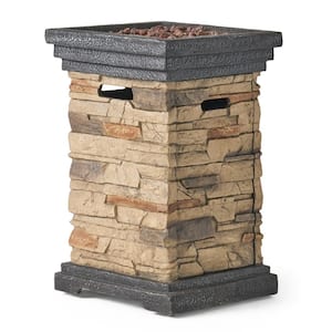 Chesney 19.50 in. x 29.00 in. Square Stone MGO Outdoor Patio Fire Pit - 40,000 BTU