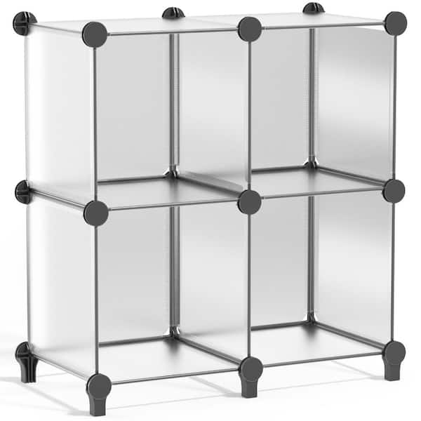 Sorbus 4 Cube Storage Shelf Organizer, Waterproof Cubby for Closet or Bedroom  - Clear