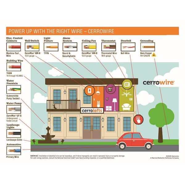 Cerrowire 100 ft. 14/3 Black /White /Green Stranded Copper