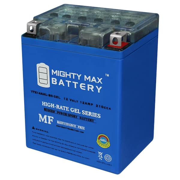 MIGHTY MAX BATTERY 12-Volt 12 Ah 210 CCA GEL Rechargeable Sealed Lead Acid  (SLA) Powersport Battery YTX14AHLGEL - The Home Depot