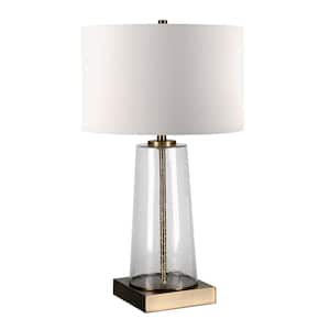 Dax 25-1/8 in. Tapered Seeded Glass Brass Accent Table Lamp