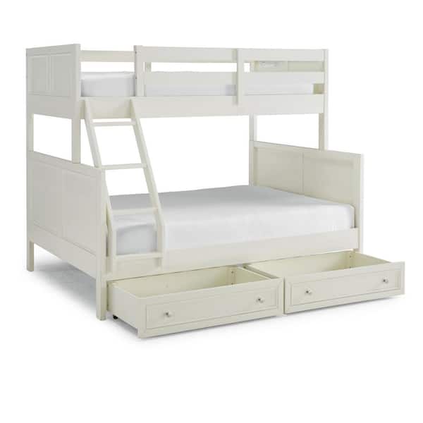 Off White Twin Over Full Bunk Bed With, White Wood Bunk Beds Twin Over Full