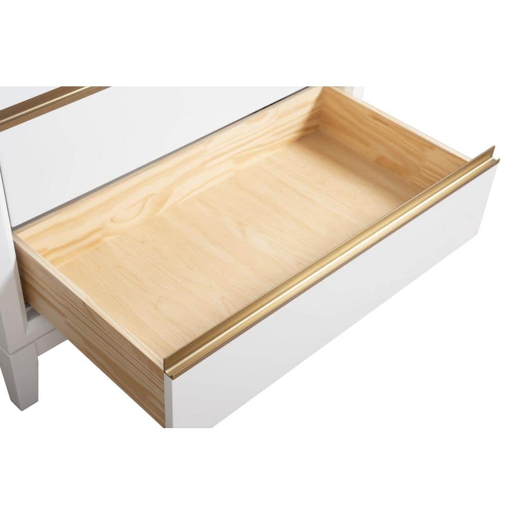 White and Gold 36" Freestanding Bathroom Vanity with Engineered Marble Top