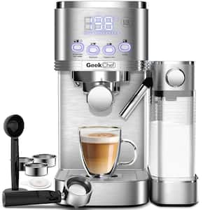 10 Cup Stainless Steel Semi-Automatic Espresso Machine with 4 Coffee Modes